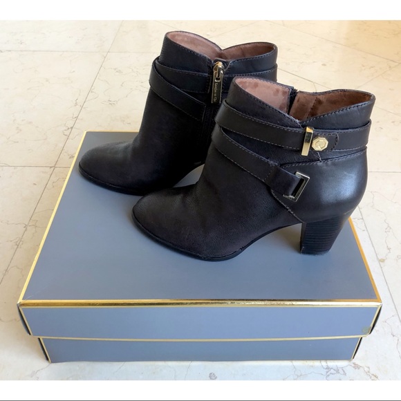 Louise et Cie Lo Ranier Brown Truffle Leather Heeled Booties/ Ankle Boots - Picture 7 of 17